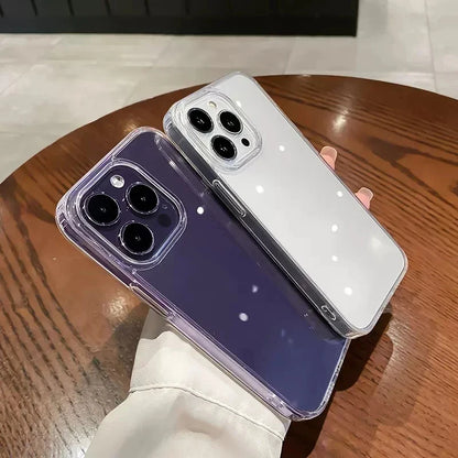 Luxury Shockproof Clear Bumper Cases For iPhone 16 15 14 13 12 11 Pro Max Plus Transparent Soft Acrylic Phone Cover Accessories