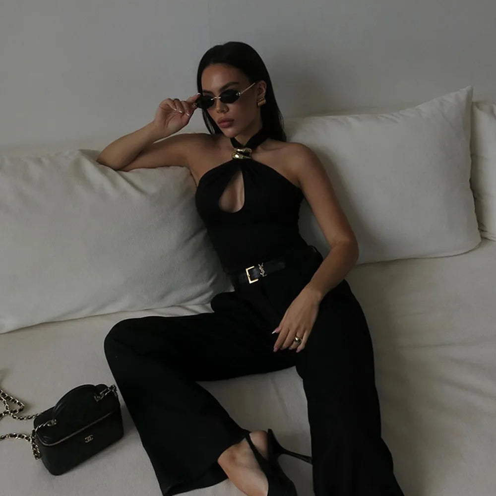 Summer Fashion Sexy Vest Top For Women Hollow Out Backless Twist Solid Cropped Y2k Top Patchwork Female Short Tank Top New 2025