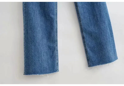 MiuKoMiYa Ripped Jeans For Women 2023 Streetwear Straight Denim Pants High Waist Long Denim Trousers Women Hollow Out Jeans
