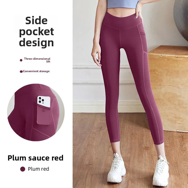 Yoga Pants Women High Waist Lift Hip Mesh Side Pocket Stretch Sports Leggings Running Yoga Clothing Fitness Pants