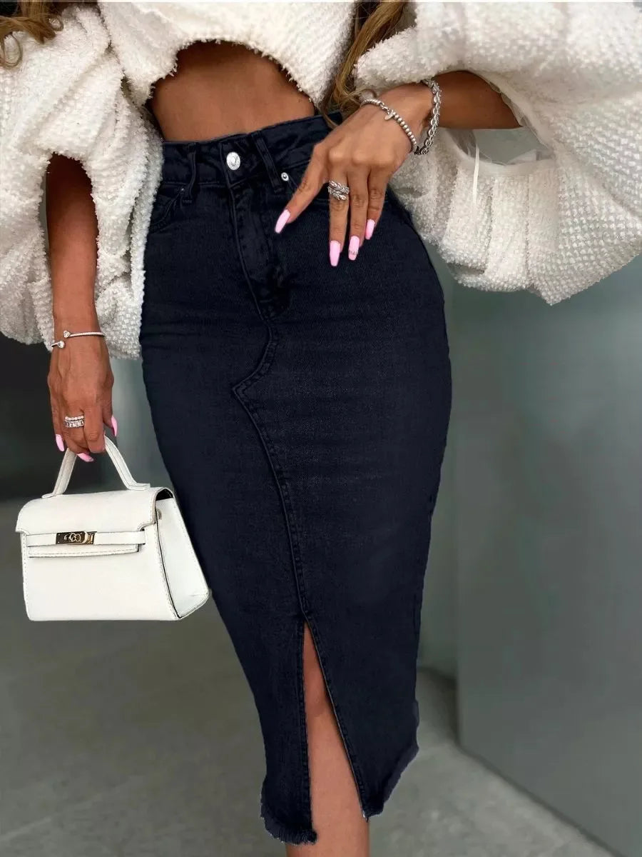 Denim Skirt Woman Streetwear Long Slim Skirts For Women Asymmetric High Quality Skirt Woman 2024 Trend High Waist Long Skirts