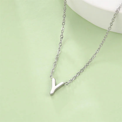 Initial A-Z Letter Necklaces for Women Elegant Chains Choker 26 Alphabet Pendant Necklace Stainless Steel Jewelry collier femme