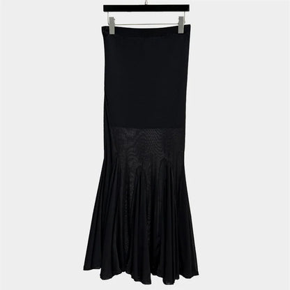 Women skirt New high waisted slim fit fishtail skirt for summer 2025 women's half skirt Translucent mesh spliced long skirt y2k