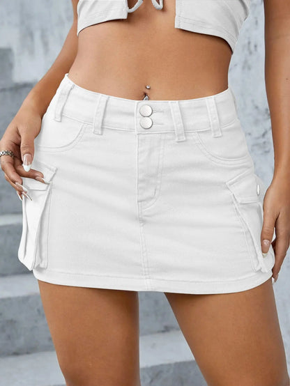 Gothic Multi-pocket Black Skirt Jean Street Fashion Hip Hop Vintage Mini Skirt Casual Sexy Maxi Skirts for Women Clothing