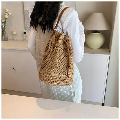Weaving Bag Women 2024 New Fashion Bucket Bag Summer Niche Hundred Straw Beach Single Shoulder Crossbody Bag