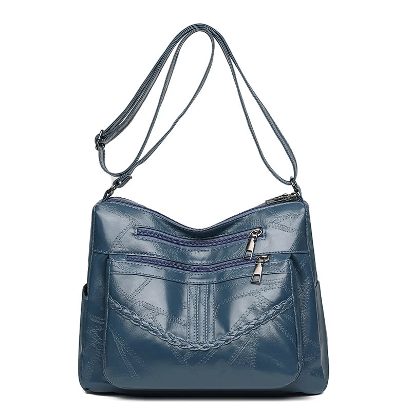 Light Women's Bags for Mom Multi-pocket Design Ladies Crossbody Shoulder Bags Vintage Pu Leather Purses and Handbags Sac A Main