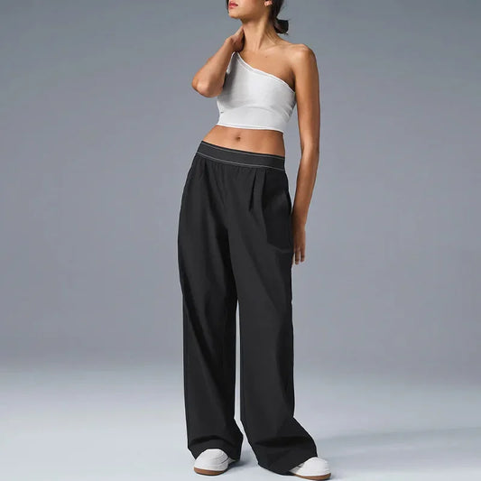 Women's Summer Yoga Pants - High-Rise Quick-Dry Athletic Trousers with Wide Leg for Gym, Travel, Casual Wear