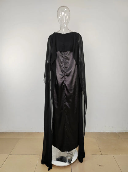 Women Dress Long Dresses Solid Round Neck Full Sleeve Casual Regular Loose Fit Elegant Splice High Waist Vestidos Simple