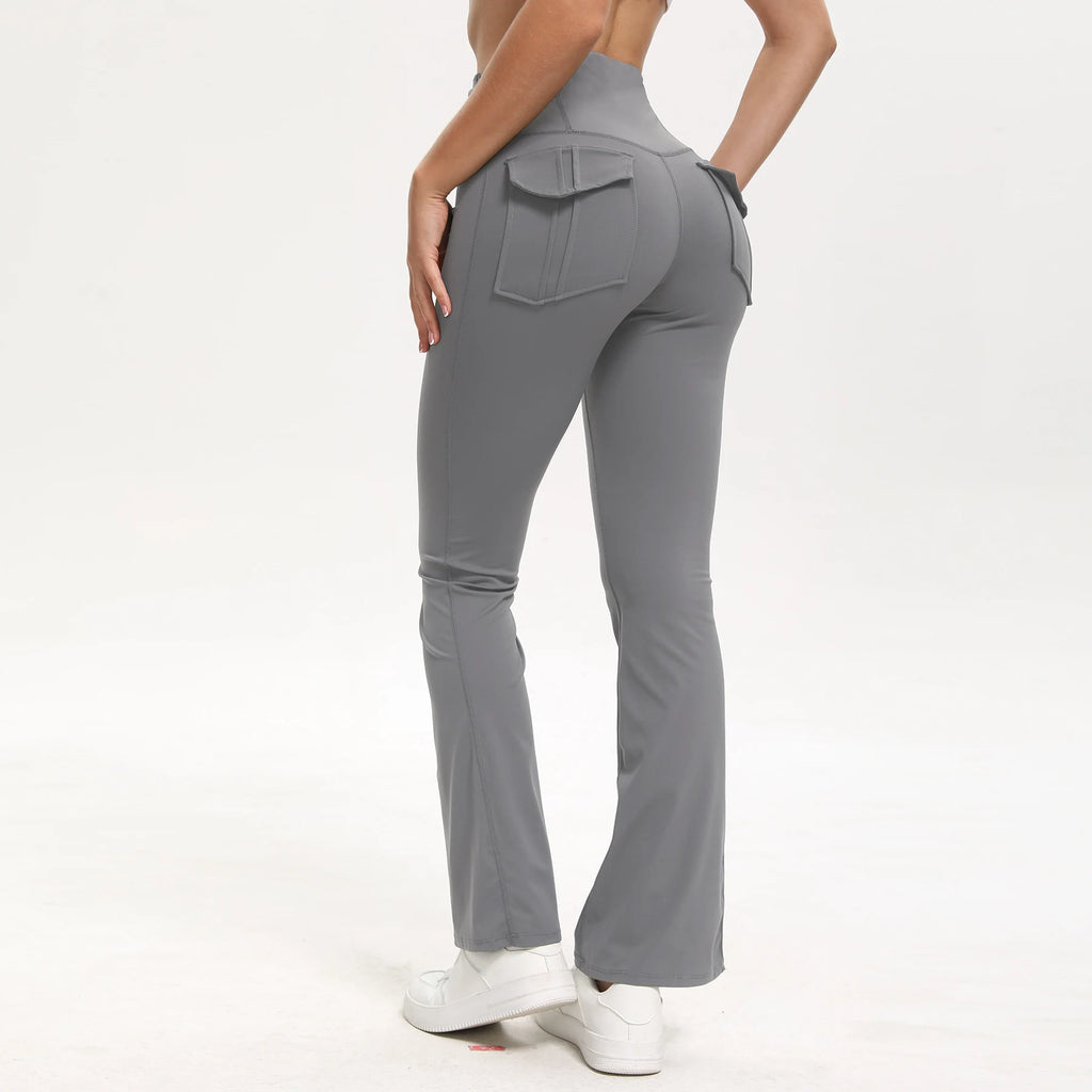 Women Wide Leg High Stretch Yoga Leggings Fitness Workwear with pockets Yoga Flare Pant High Waiste Workout Gym Pants