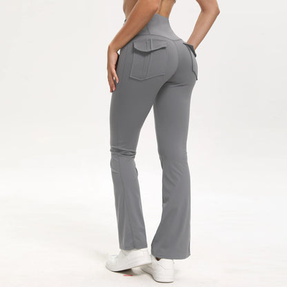 Women Wide Leg High Stretch Yoga Leggings Fitness Workwear with pockets Yoga Flare Pant High Waiste Workout Gym Pants