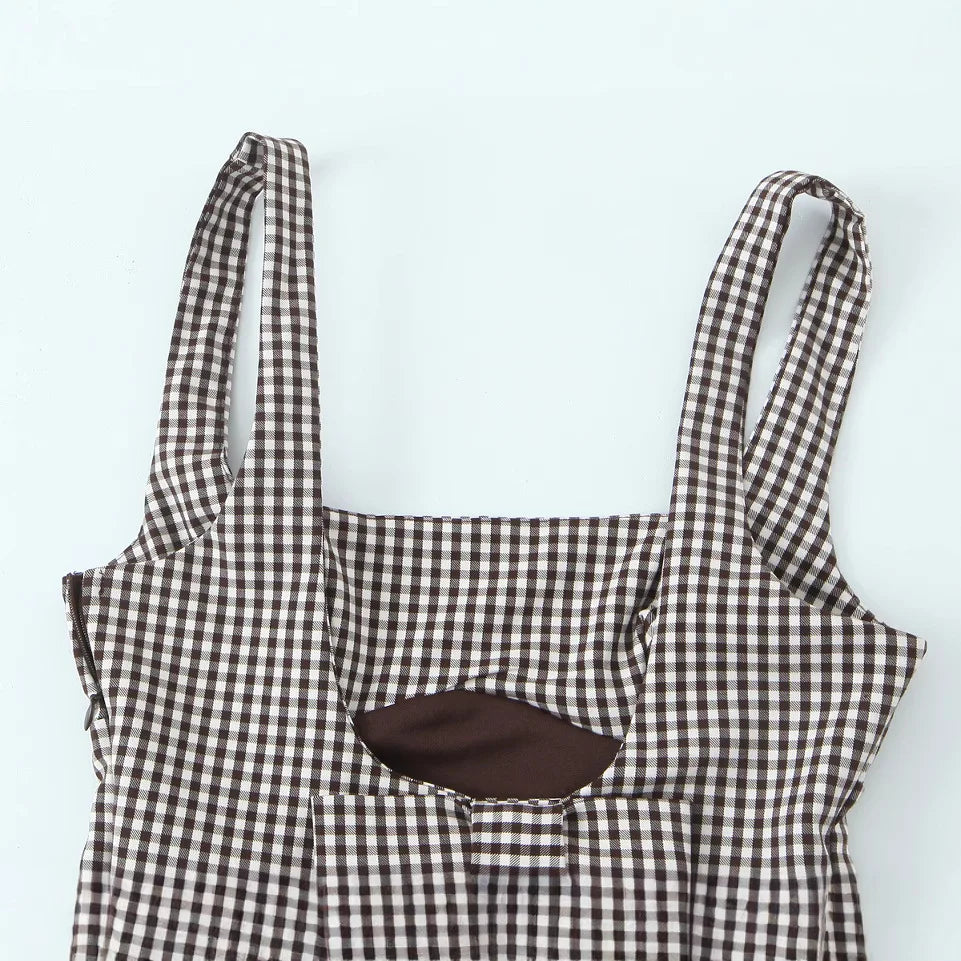 Tops For Women Bow Embellished Small Plaid Top 2025 Summer Camisole Sleeveless Top Woman Tops Women's Tank Top