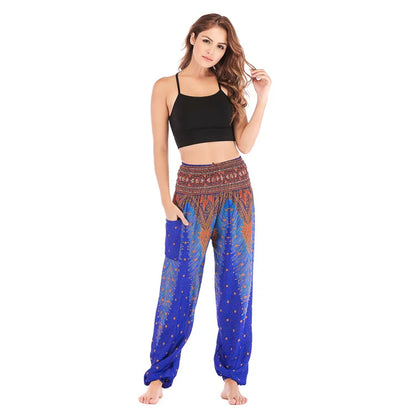 Women's Yoga Pants Printed Ethnic Style Loose Yoga Trousers Bloomers High Waist Fitness Sports Crotch Dance  Sweatpants