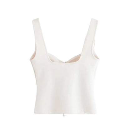 Women's Tops Summer 2025 New Elastic Tight-Fitting Elegant Summer Holiday Tops Women's Street Chic Youth Fashion Joker Vest Tops