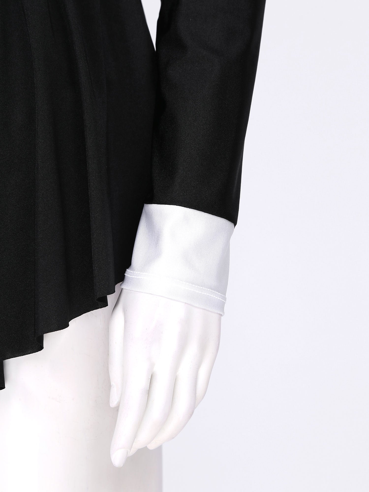 Women Waitress Cosplay Costume Dancewear Long Sleeve Ballroom Latin Dance Dress Bowknot Ruffle Tuxedo Leotard Dresses Clubwear