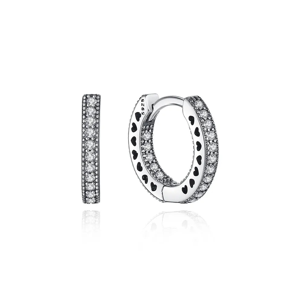 Original 925 Sterling Silver Earrings 2025 Stud Hoop Crystal Earings For Women Rose Gold Crown Heart Infinity Bee Earing Jewelry