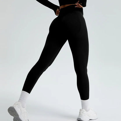 Women Yoga Pants High Waist Ribbed Sport Legging Gym Fitness Leggings Women Seamless Female Legging Tummy Control Running Tights
