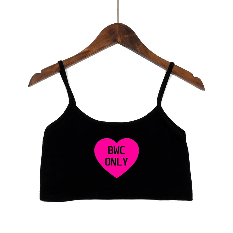 Sexy Tops for Women Hot Girls Clothes I Love BWC Black Crop Top Seamless Sleeveless Tank Tops Camis Backless Camisole White Top