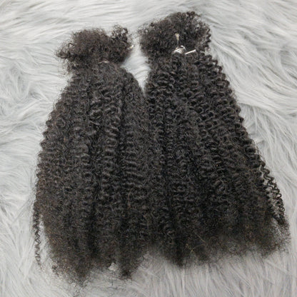 Human Hair No Weft 4C Afro Kinky Curly Virgin Brazilian Human Hair Extensions Weave Bundles Weaving for African Black Women 16"