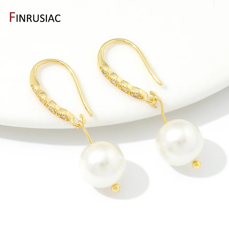 18K Gold Plated Brass Crystal Earrings Findings Earwire Clasps Hooks For DIY Women Handmade Earrings Accessories Wholesale