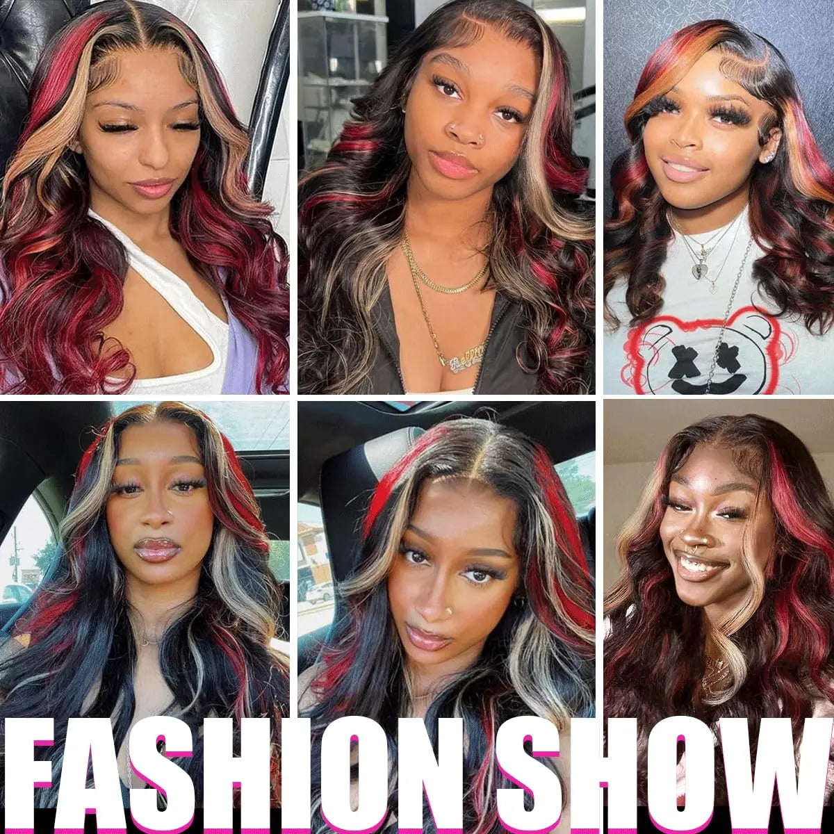 Highlight 5x5 Glueless Wigs Human Hair Pre Plucked Pre Cut Black Hair With Red blonde highlight Body Wave Wigs Human Hair 200%