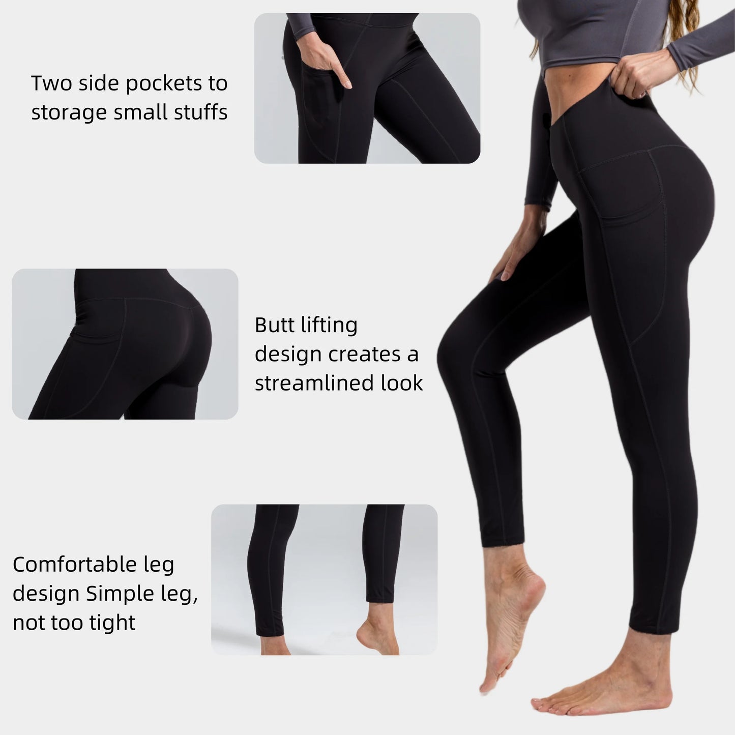 Women's High Waist Yoga Leggings Stretch Yoga Pants Tights Push Up Fitness Running Sportswear Solid Color Pants