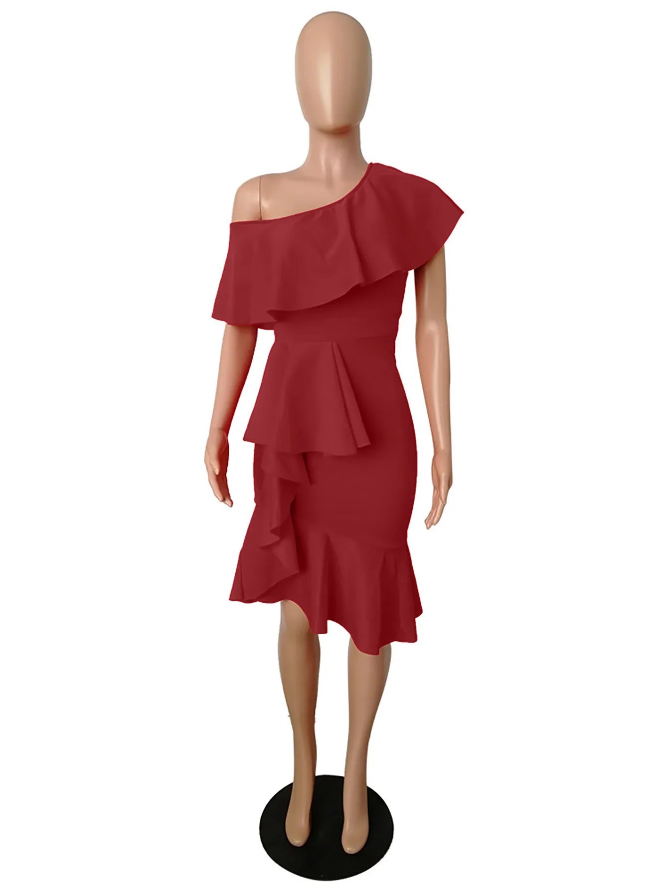 Dresses for Women Novelty Wedding Dress Off Back Shoulder Midi Ruffles Zipper Cocktail Elegant Prom Dresses