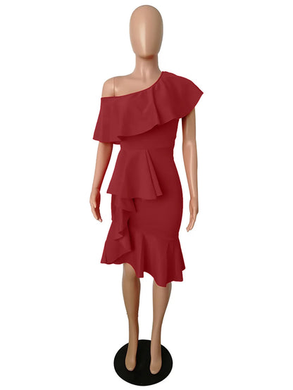 Dresses for Women Novelty Wedding Dress Off Back Shoulder Midi Ruffles Zipper Cocktail Elegant Prom Dresses