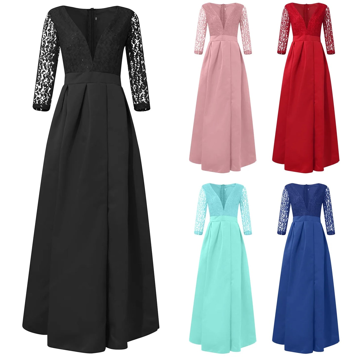 Women'S Elegant Evening Dresses Women'S Fashionable Long Dresses Trailing Evening Dresses Solid Color Floor-Length Dresses
