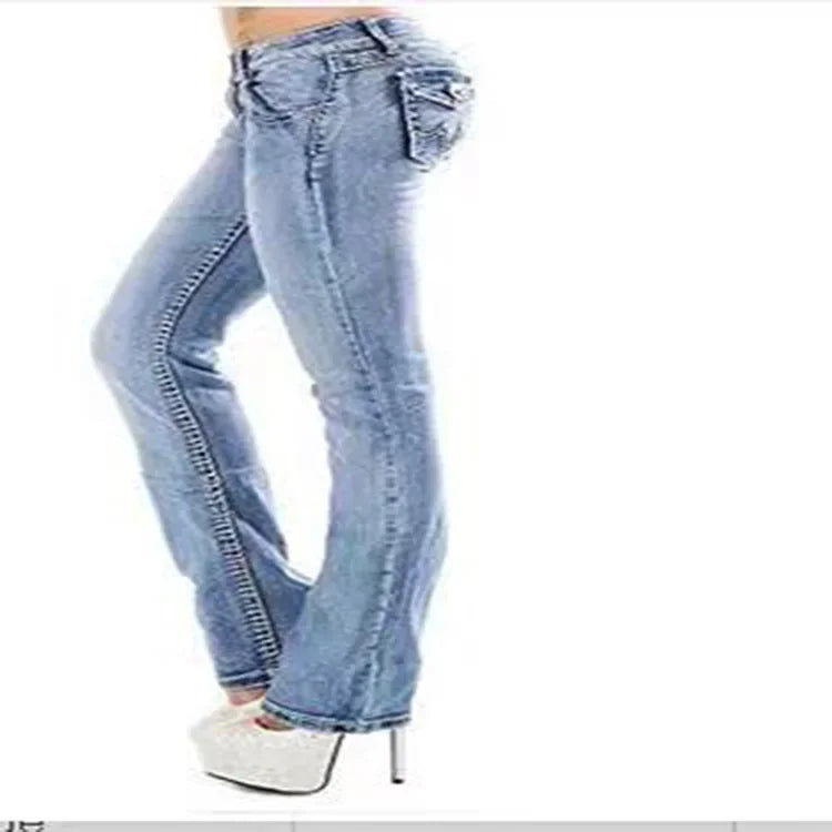 2024 Fall New Women High Waist Boot Cut Jeans Fashion Slim Denim Flared Pants Street Casual Trousers