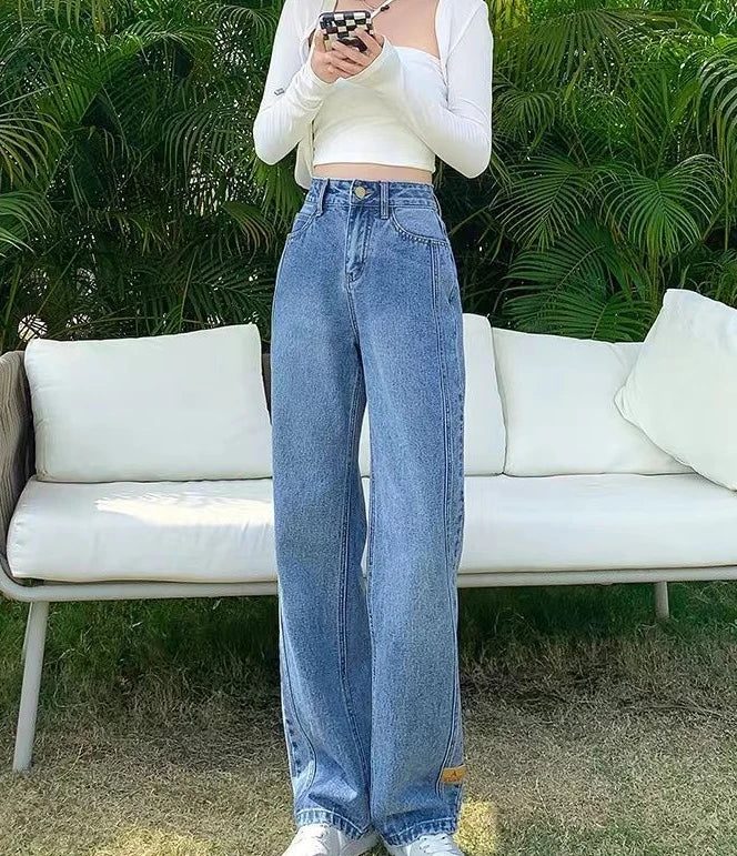 Denim Pants Woman High Waist Shot Straight Leg Trousers Jeans for Women with Pockets Office Retro Fashion Casual Luxury Designer