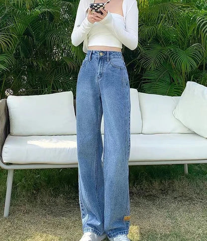 Denim Pants Woman High Waist Shot Straight Leg Trousers Jeans for Women with Pockets Office Retro Fashion Casual Luxury Designer