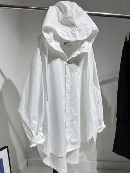Fashion Women Tops Oversized Blouses Women's Clothing 2025 Blusas Mujer De Moda Long Sleeve Hooded Shirt Casual White Basic Coat