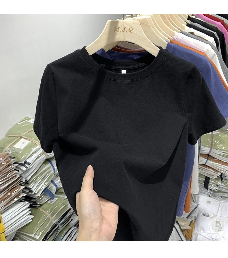 Women T Shirt Girls T-Shirt Woman Clothes Tops  Tshirt Female Short Sleeve Spring Tee Sexy Y2k Top White