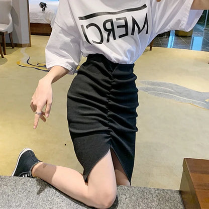 Women Skirts Solid Leisure Streetwear Summer Slim Elegant Soft Asymmetrical Simple Daily Popular Attractive Split Skirts