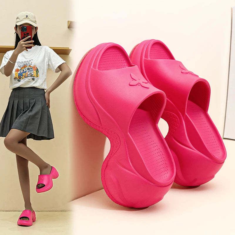Women's Shoes 35-40 Spring Platform Clover Slippers High Heels Breathable Sandals Street Casual Shoes New Soft Soles