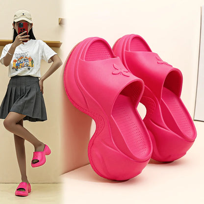Women's Shoes 35-40 Spring Platform Clover Slippers High Heels Breathable Sandals Street Casual Shoes New Soft Soles