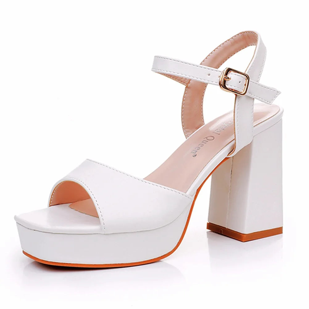 Women Party Evening Wedding Shoes for Women Summer Fashion Women Platform Super High White Peep Toe Sandals Plus Size 34-42