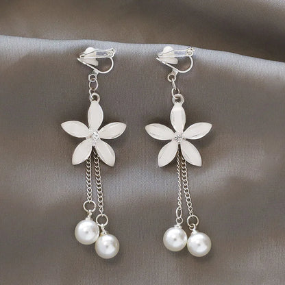 Korean Style Clip on Earrings No Pierced Earrings Women's Party Birthday Fashion Flower Heart Cute Cuff Earrings Ear Clip Gift