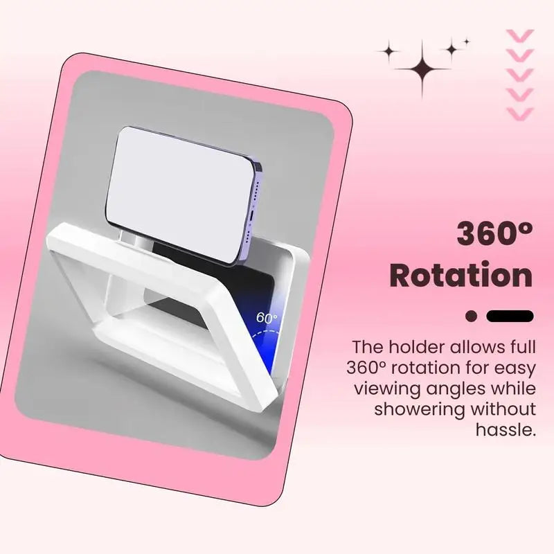 360 °   rotating bathroom phone case for fall gift, wall mounted shower smartphone cases holder, waterproof anti-fog mobile phon