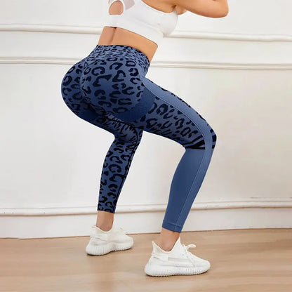 Yoga 9 Minute Pants High Waist Belly Stretch Tights Leopard Print Seamless Quick Drying Fitness Pants