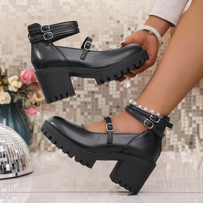 High Heels Women Mary Janes Shoes Woman Platform Fashion Sandals Women Summer New Dress Lolita Shoes Chunky Pumps Zapatos Mujer