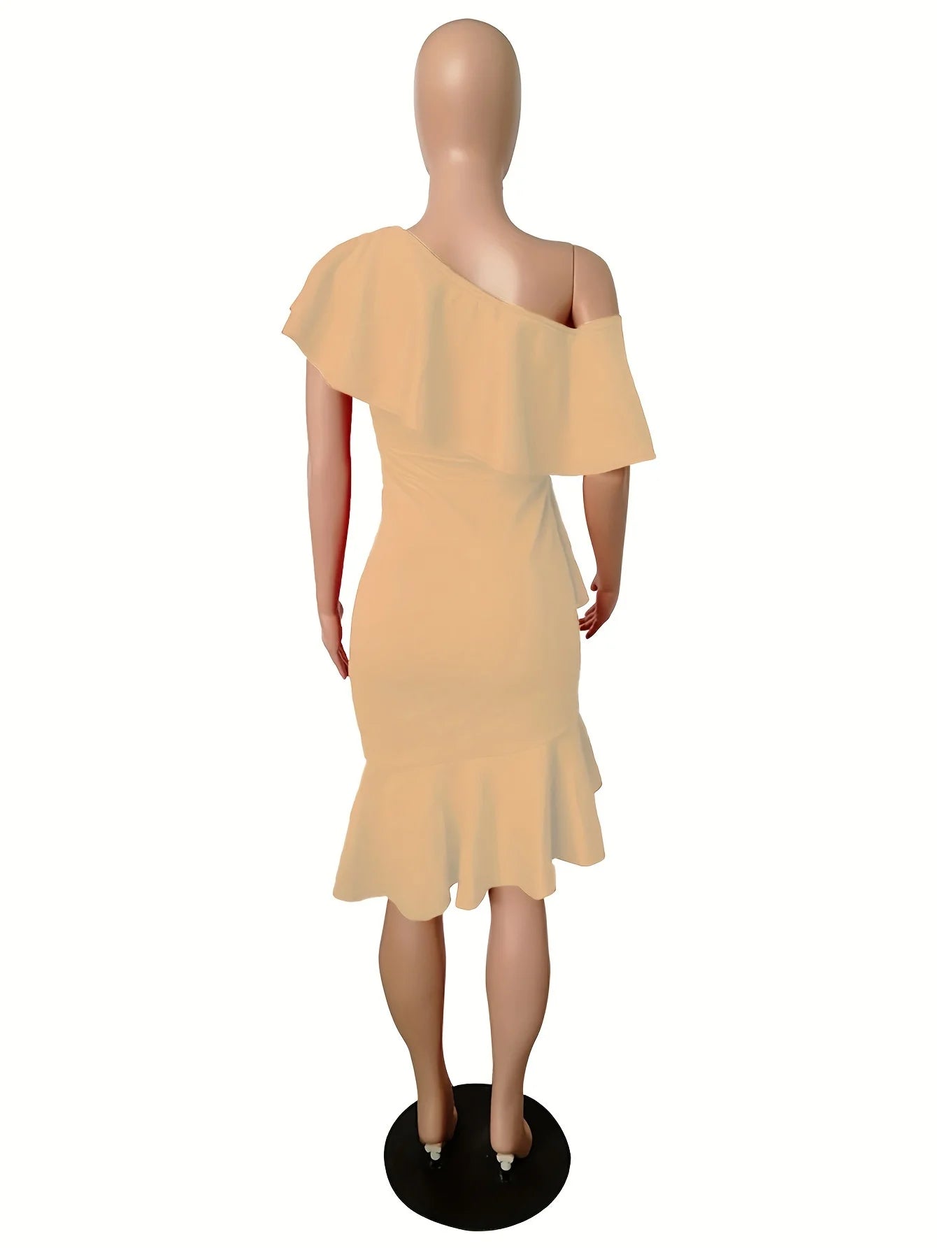 Dresses for Women Novelty Wedding Dress Off Back Shoulder Midi Ruffles Zipper Cocktail Elegant Prom Dresses