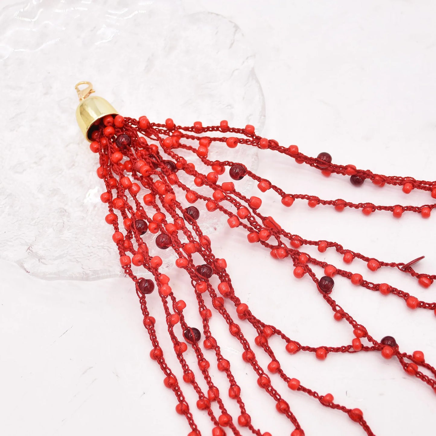 Multi Layer Red Irregular Beaded Necklace for Women European American Fashion Hip-Hop Exaggerated Bib Collar Jewelry Accessories