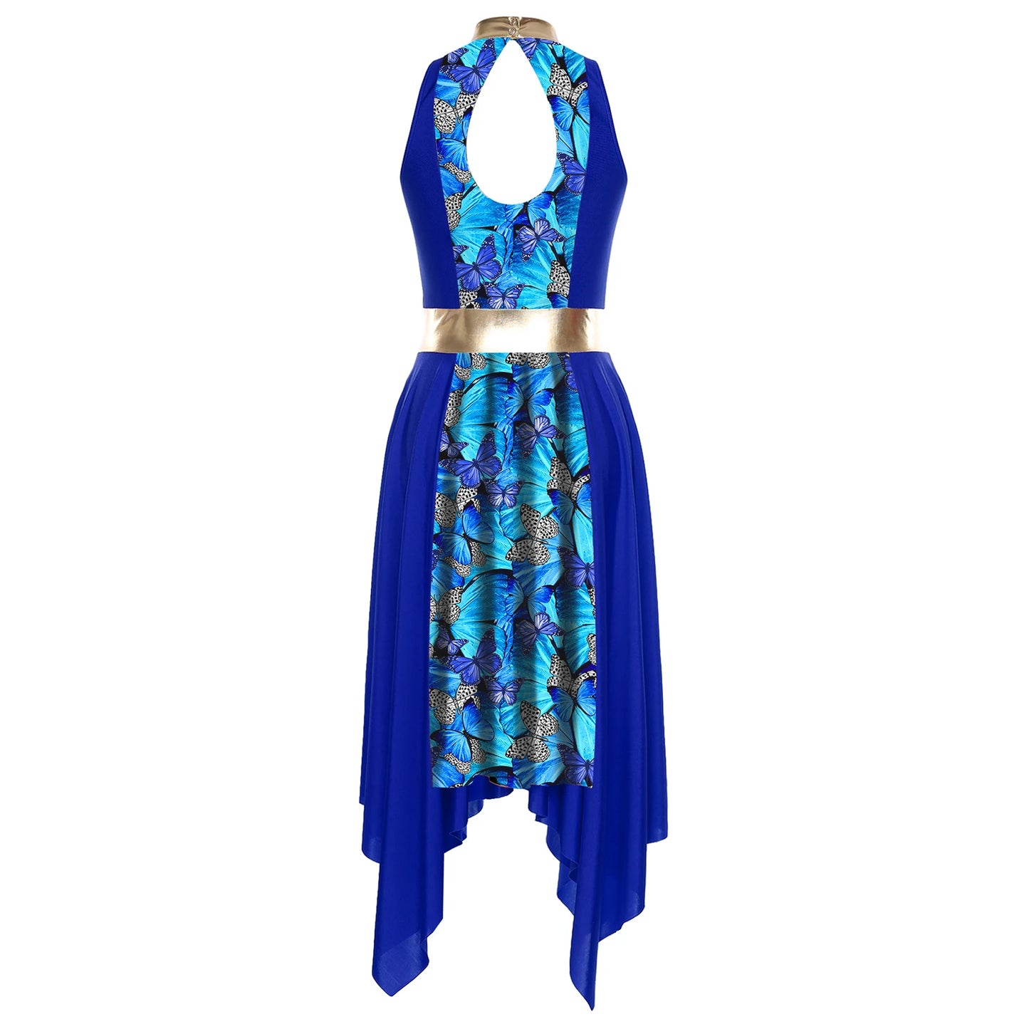 Women Modern Lyrical Dance Dress Church Choir Worship Praise Liturgical Costume Sleeveless Print Irregular Hem Gown Dancewear