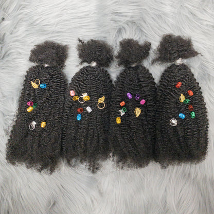 Human Hair No Weft 4C Afro Kinky Curly Virgin Brazilian Human Hair Extensions Weave Bundles Weaving for African Black Women 16"