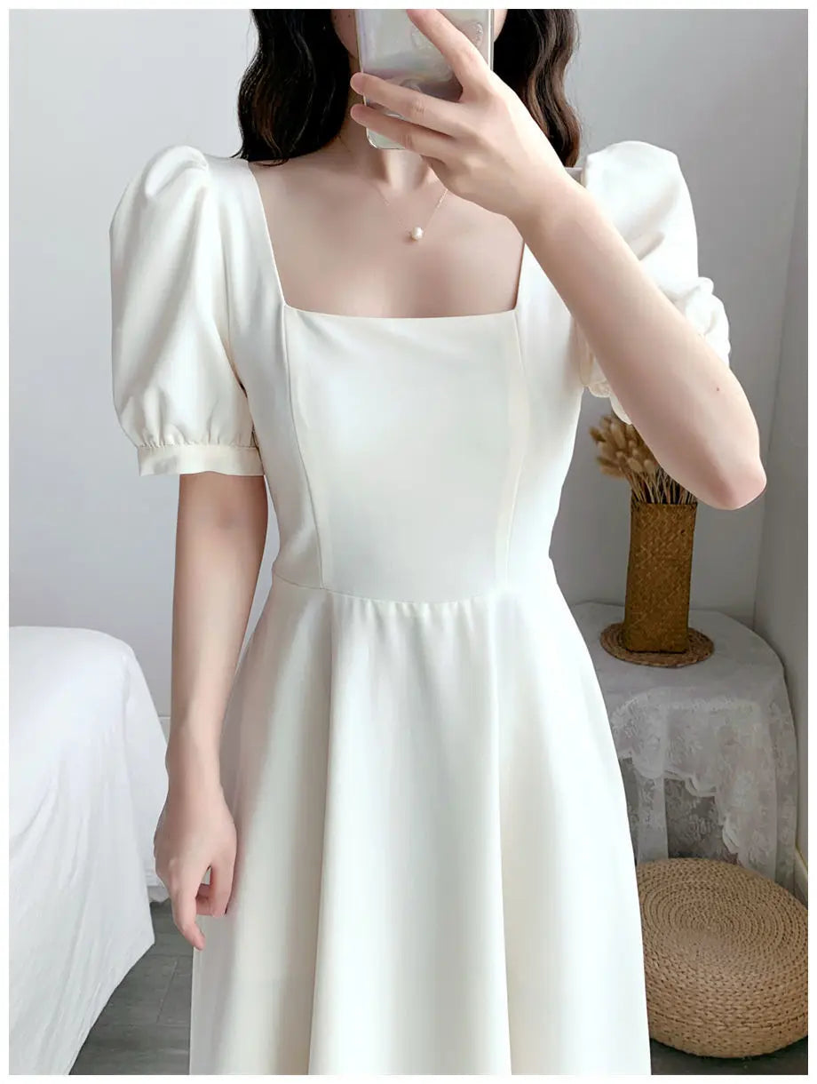 Dresses for Women 2023 Spring New White Dress Women's White Skirt Waist Slimming Temperament Over-the-knee Long Skirt Summer