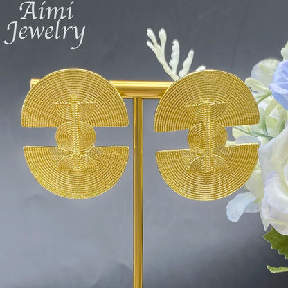 Exquisite Trendy Women Earring Rings 18K Gold Plated Jewelry Set Luxury Fashion Female Party Bridal Wedding Anniversary Gifts