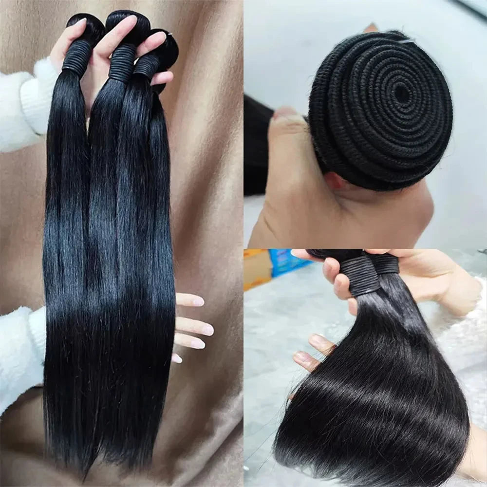 12A Brazilian Bone Straight Hair Bundles Wholesale Cheap Natural Color 100% Virgin Human Hair Extensions For Black Women