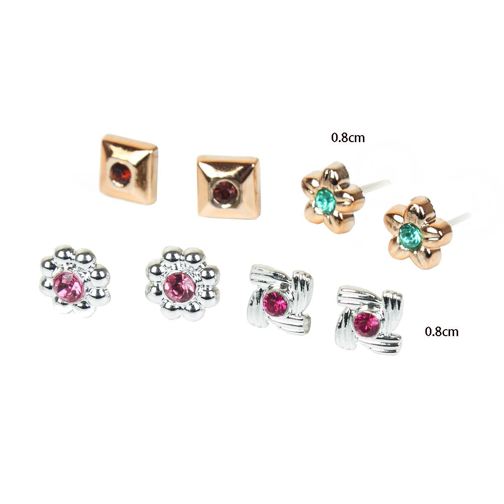 New Fashion 100 Pairs/Lot Colorful Rhinestone Mutiple Styles Random Stud Earrings For Women Lady Simple Couple Friends Earwear