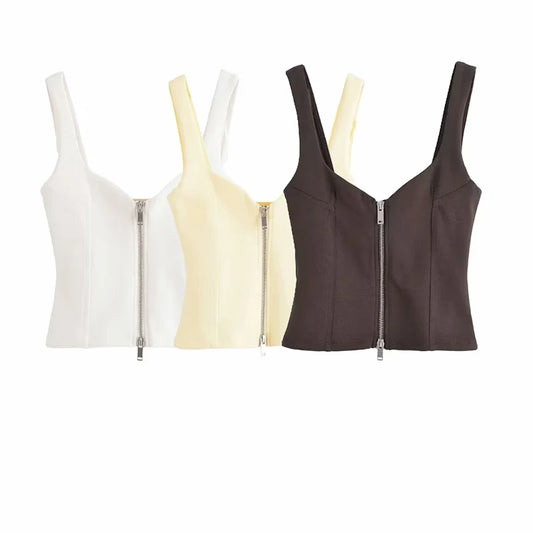 Women's Tops Summer 2025 New Elastic Tight-Fitting Elegant Summer Holiday Tops Women's Street Chic Youth Fashion Joker Vest Tops